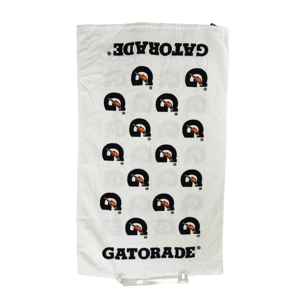 2 Vtg WinCraft Gatorade Towel Sideline Lightning Logo Spellout White Black
